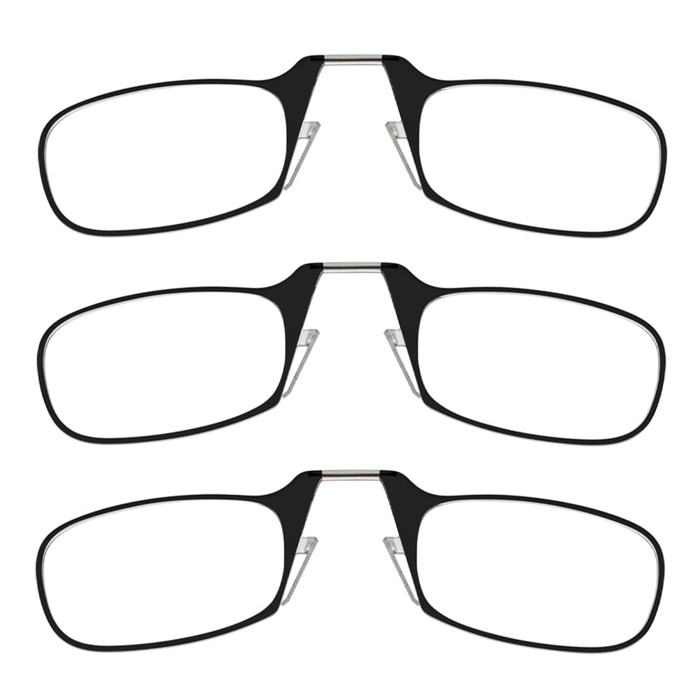 ThinOptics Readers Rectangular Reading Glasses, 3 Pack-Black, 44mm + 2.5