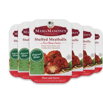 Mama Mancini's Stuffed Beef Meatballs in Italian Style Sauce, 1 Lb (Pack of 6)