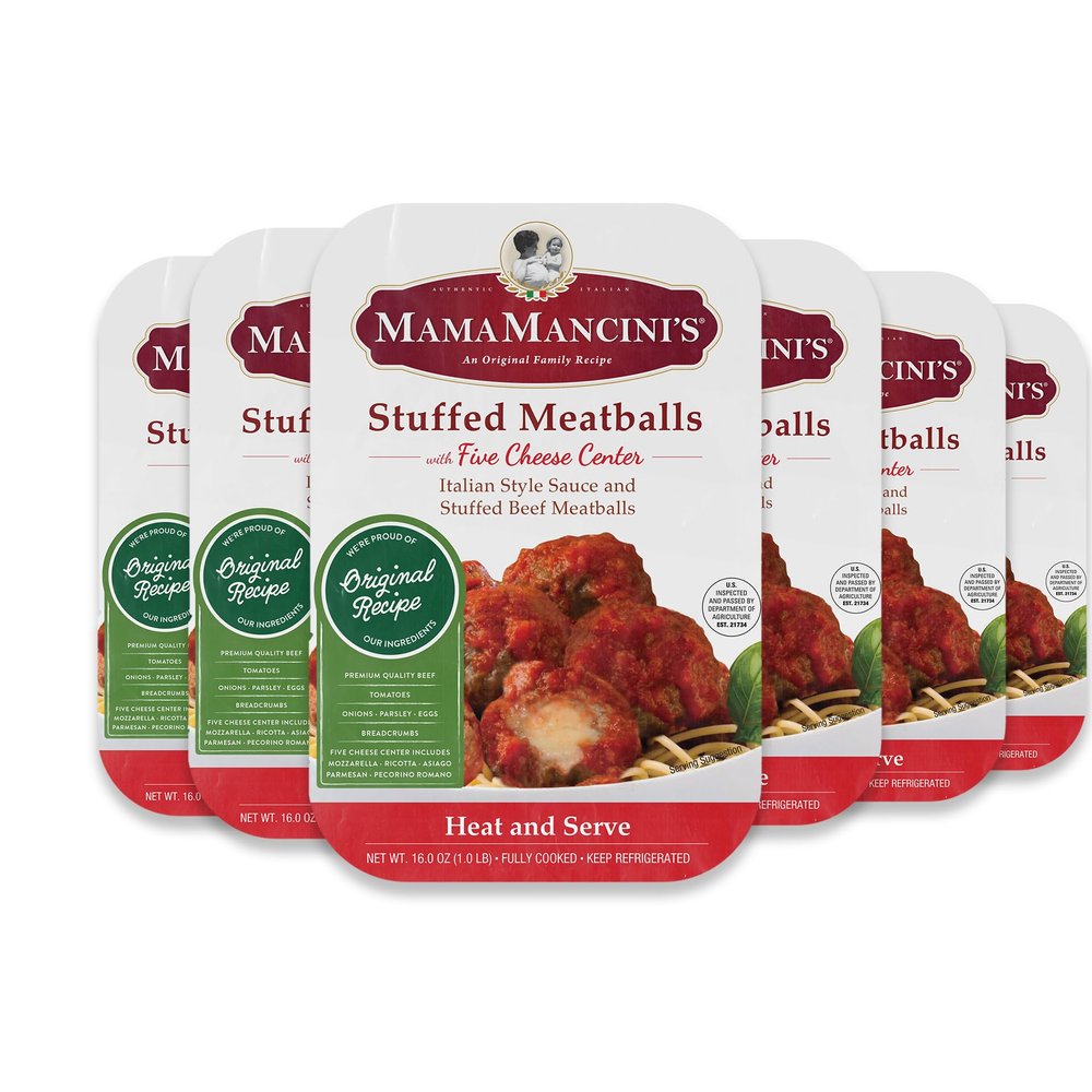 Mama Mancini's Stuffed Beef Meatballs in Italian Style Sauce, 1 Lb (Pack of 6)