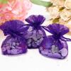 SE SIMPLE ELEMENTS 50 Pieces Metalic Glitter Sheer Organza Bags with Satin Drawstrings 5.5 Inches x 6.5 Inches (Purple) view 2