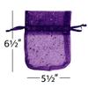 SE SIMPLE ELEMENTS 50 Pieces Metalic Glitter Sheer Organza Bags with Satin Drawstrings 5.5 Inches x 6.5 Inches (Purple) view 3