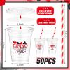 FoldTier 50 Pcs Casino Night Cups, 12 oz Disposable Plastic Cups with Straws and Lids for Home Casino Night Themed Holiday Party Supplies Favors view 3