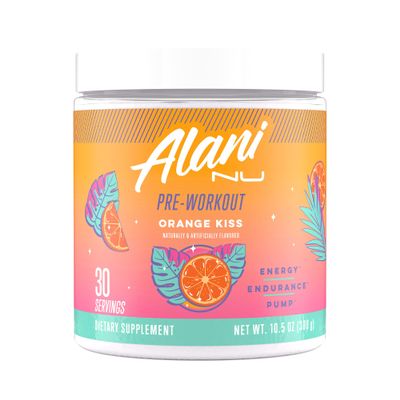 Alani Nu Pre Workout Powder Orange KISS, Amino Energy Boost, Endurance Supplement, Sugar Free, 200mg Caffeine, L-Theanine, Beta-Alanine, Citrulline, 30 Servings
