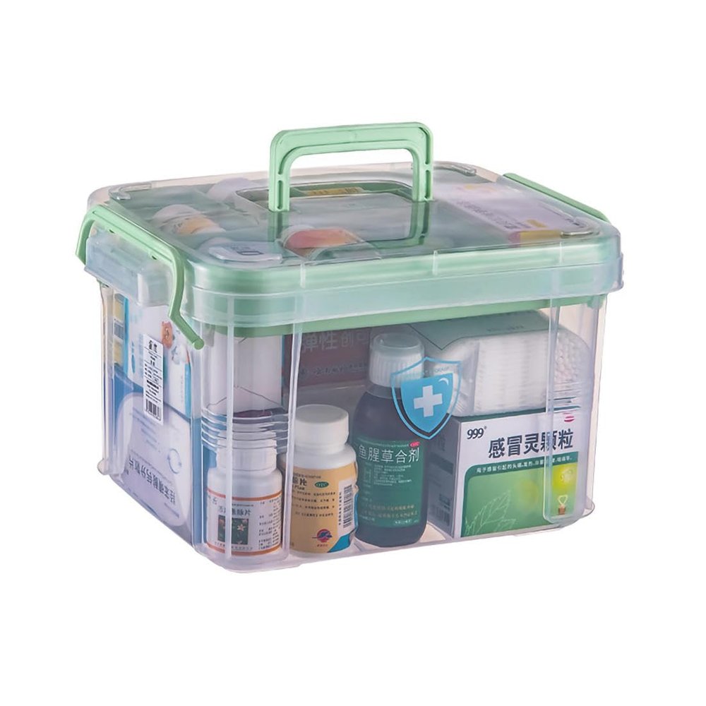 KALWEL,Medicine Organizer,Medication Organizer,Pill Case,Medicine Bag,Medication Organizer Storage,Plastic Portable Medical Kit Dustproof Home Medical Supplies First Aid Medicine Cabinet, green