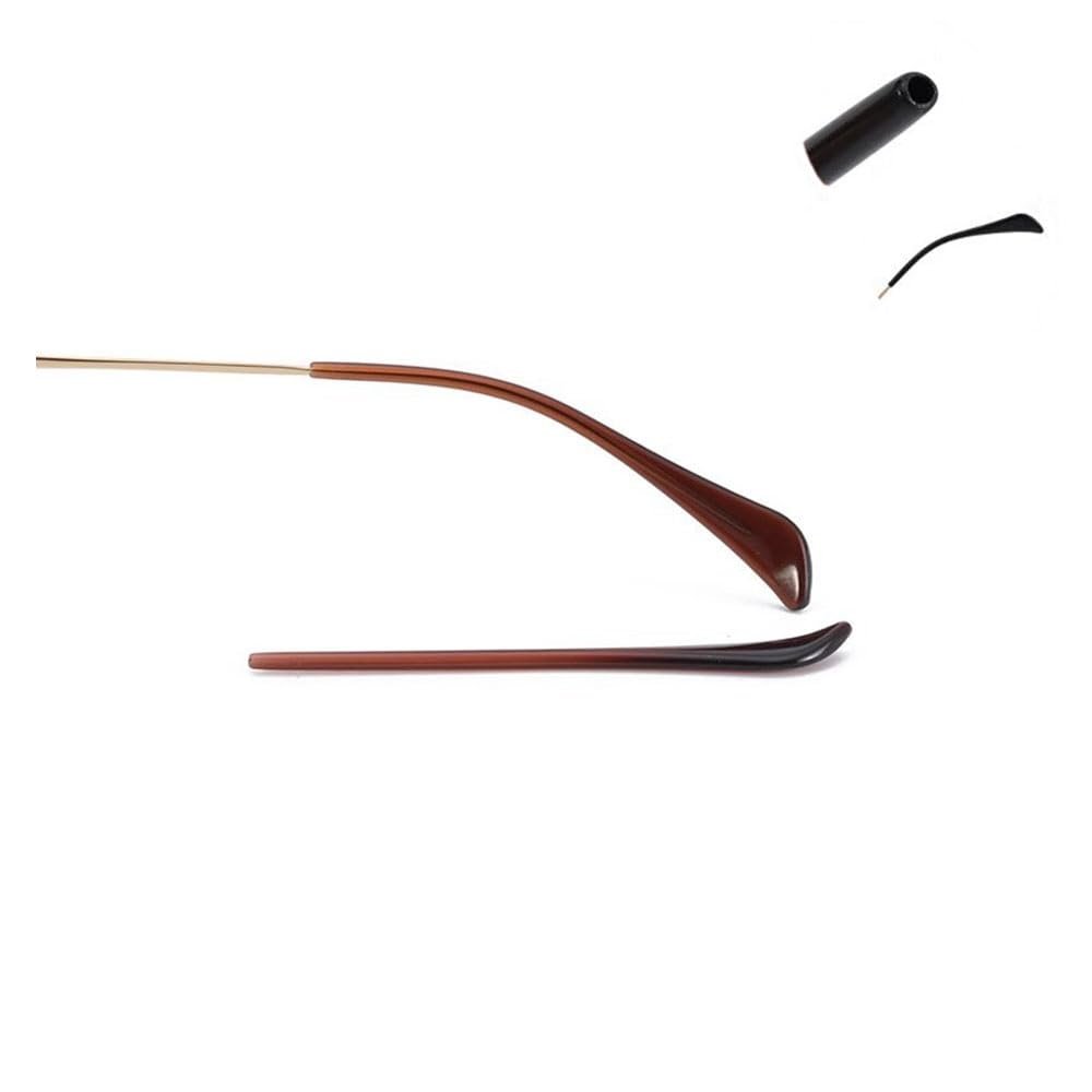 2 Pairs Sunglasses End Tips Eyeglass Ear Sock Pieces Tube Eyewear Anti-Slip Plastic Comfort Replacement Tips Metal Eyeglass Legs (Brown)