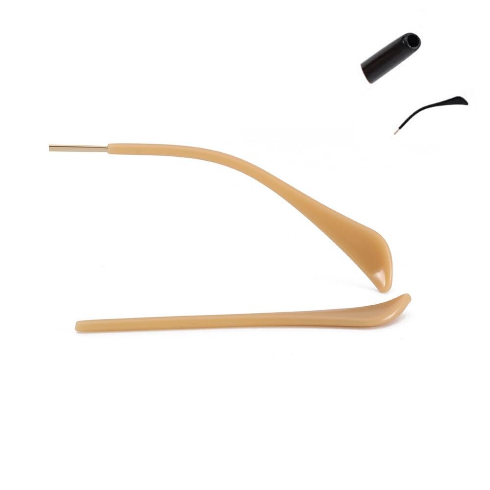 2 Pairs Eyeglass End Tips Ear Sock Pieces Tube Eyewear Anti-Slip Plastic Cement Comfort Replacement Metal Glasses Legs (Golden)