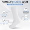 Bulinlulu Diabetic Socks for Men Women-6 Pairs Non Binding Crew Diabetic Neuropathy Socks with Seamless Toe for Men Size 9-12(Medium-White) view 3