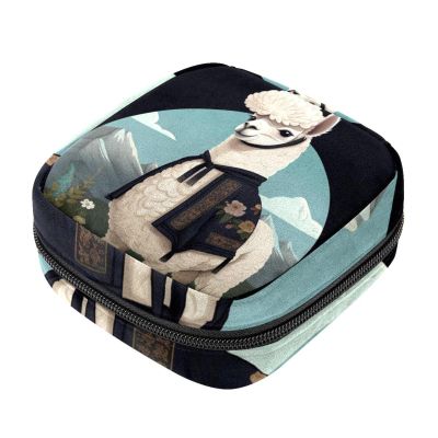 Sanitary Napkin Storage Bag,Period Bag,Pad Bag,Cute Cartoon Llama,Period Pouch