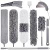 9PCS Dusters for Cleaning,Extendable Microfiber Duster with Extension Pole Up to 100'',Bendable Washable and Reusable Dusters Kit for Ceiling Fans, High Ceilings,Blinds,Furniture and Cars view 1