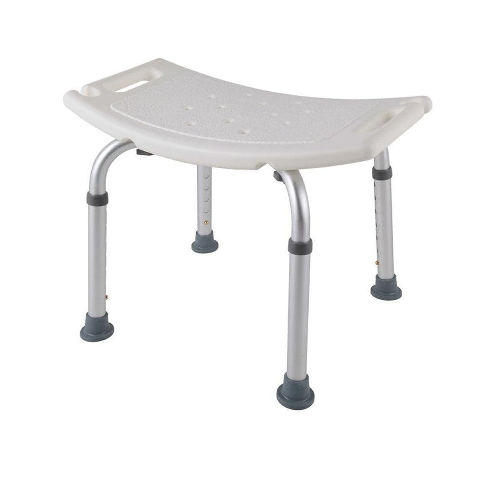 BRAGUE Shower Chair, Adjustable Bathroom Stool Chair, Non-Slip Bench Bathtub Stool Seat, Durable Aluminum Legs, Suitable for Elderly and Disabled People, 51*26*41cm, White