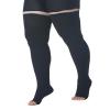 Plus Size 5XL Thigh High Compression Stockings Open Toe, Compression Socks for Women Men, 20-30 mmHg Graduated Compression Support Hose, Best for Varicose Veins, Edema, Flight, DVT, Swelling, Black view 2