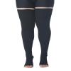 Plus Size 5XL Thigh High Compression Stockings Open Toe, Compression Socks for Women Men, 20-30 mmHg Graduated Compression Support Hose, Best for Varicose Veins, Edema, Flight, DVT, Swelling, Black view 3