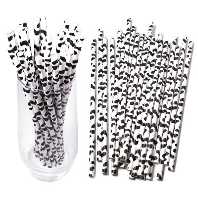 EaciTown Cow Print Paper Straws Cow Straws Cow Party Favors Farm Birthday Party Supplies