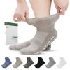 Bulinlulu Diabetic Socks with Grippers for Women&Men-6 Pairs Non Binding Diabetic Ankle Socks,Wide Non Skid Loose Top Socks with Seamless Toe(Medium,Light Drak Colors) view 1