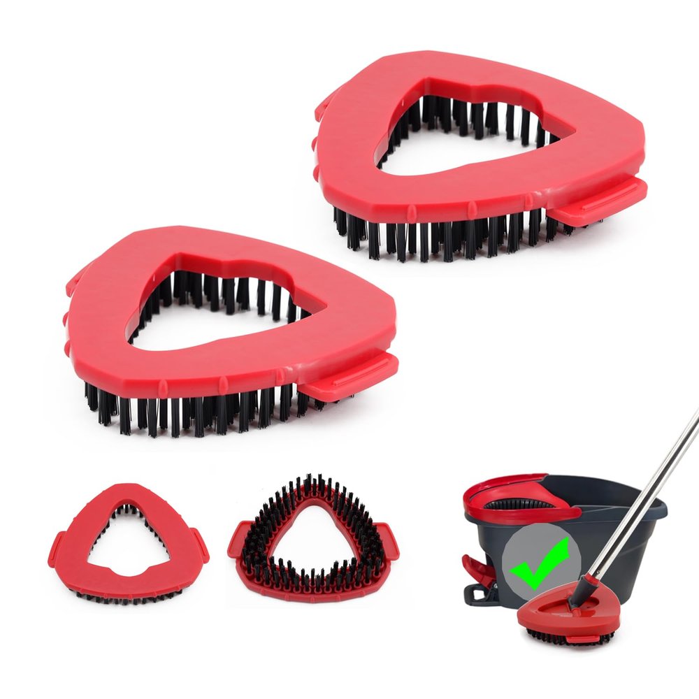 2 Pack Scrub Brush Floor Brush Head Compatible with Spin Mop 1 Tank System Deck Brush Floor Scrubber Brush Stiff Bristle Brush Scrubbing Brush Cleaning Brush for Bathroom, Kitchen, Tub, Carpet, Tile