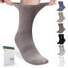 Bulinlulu Non Binding Diabetic Socks, 6 Pairs Crew, Seamless Toe, Medium Size (Light Dark Colors) view 1