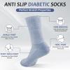 Bulinlulu Non Binding Diabetic Socks, 6 Pairs Crew, Seamless Toe, Medium Size (Light Dark Colors) view 4