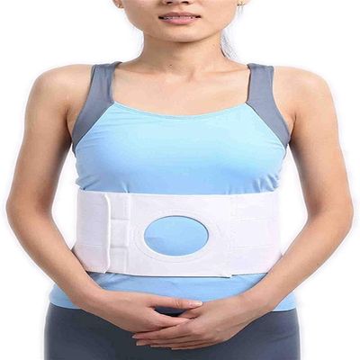 Ostomy Belt Abdominal Binder Brace Waist Support Wear On The Abdominal To Fix Bag And Prevent Parastomal Hernia Back Removable Compression Pads Hernia belt, About 85 95cm, White