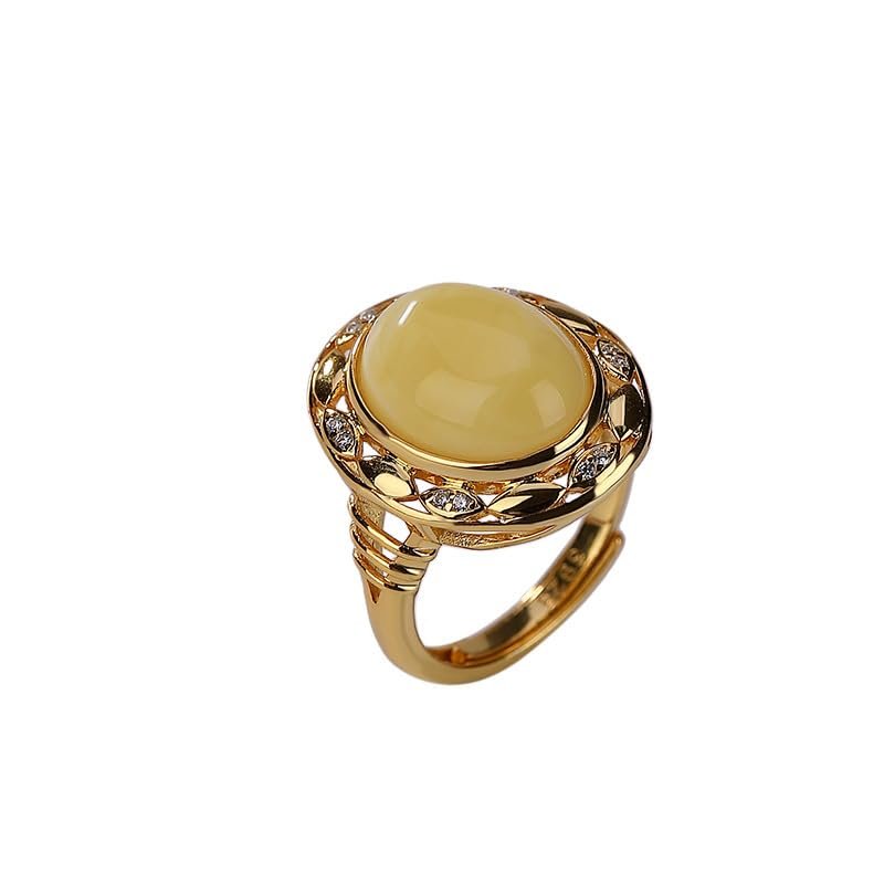 AFLynuu S925 Pure Silver Gold Plated Natural Honey Wax Egg Noodle Girl Day Meeting Etiquette for Elderly Gathering