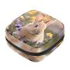 Sanitary Napkin Storage Bag,Period Bag,Pad Bag,Bunny Rabbit Flowers Daisy,Period Pouch view 1