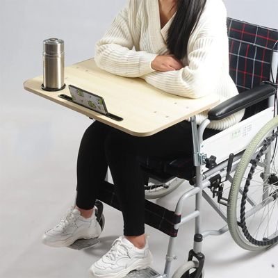 FDDBZXVDD Wheelchair Tray, Removable Wooden Wheelchair Table Universal Wheelchair Tray Table with Mobile Phone Stand and Water Cup Slot for... (Color : C), XX999