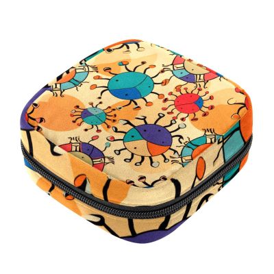 Sanitary Napkin Storage Bag,Period Bag,Crabs and Leaf Dots,Sanitary Bags for Feminine Products