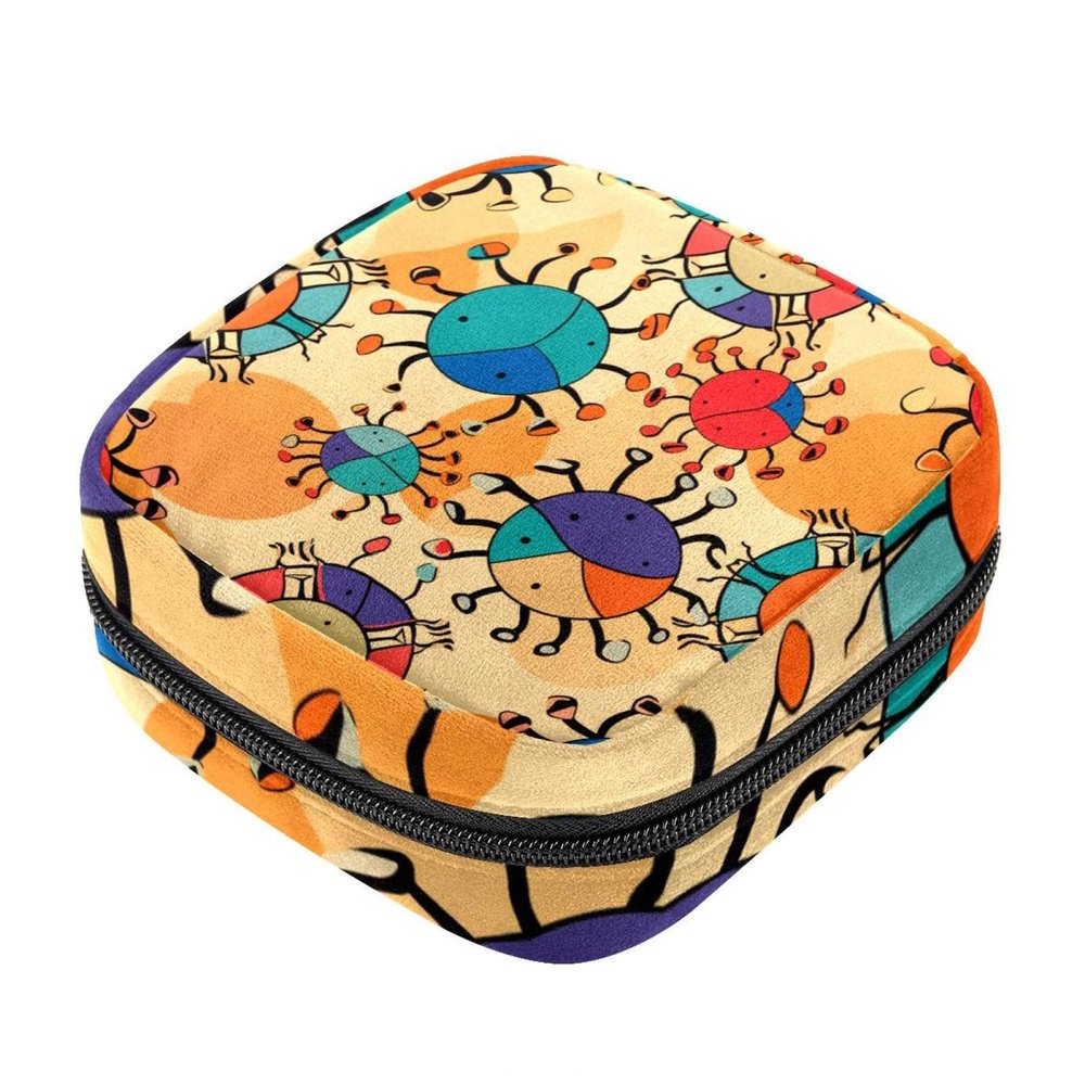 Sanitary Napkin Storage Bag,Period Bag,Crabs and Leaf Dots,Sanitary Bags for Feminine Products