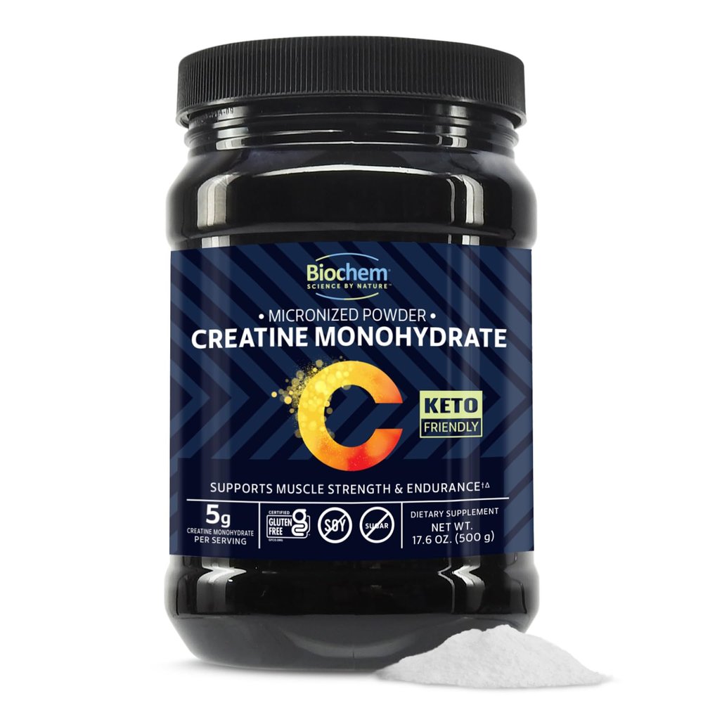 Biochem Micronized Creatine Monohydrate Powder Muscle Strength & Endurance Support Clean, Vegan Formula Certified Gluten Free, K-Parve & Keto 17.6 oz - 100 Servings