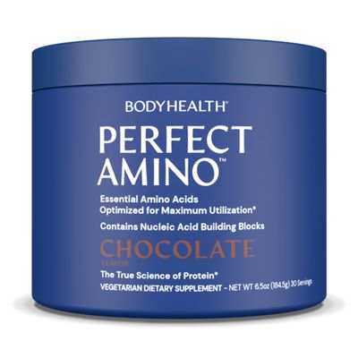 BodyHealth PerfectAmino Powder - BCAA and EAA Powder for Pre and Post Workout - Amino Acid Energy Drink for Men and Women to Support Lean Muscle and Recovery - Chocolate - 30 Servings