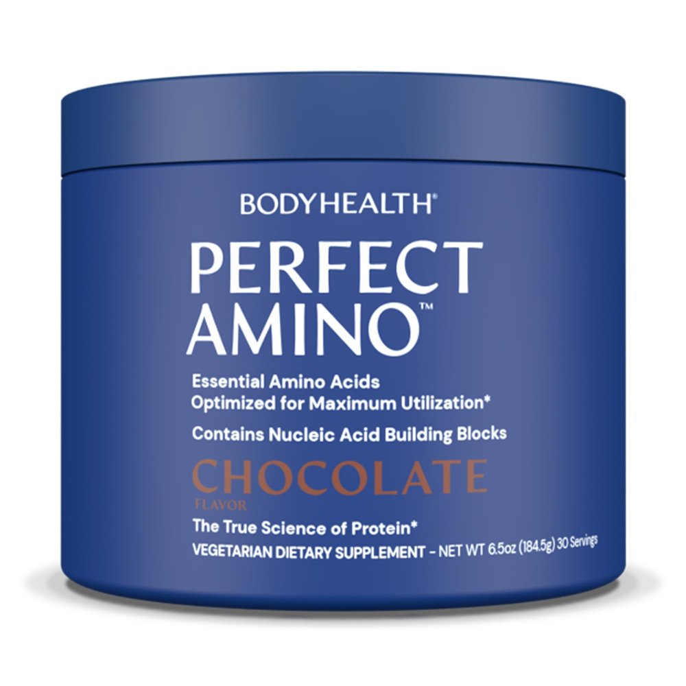 BodyHealth PerfectAmino Powder - BCAA and EAA Powder for Pre and Post Workout - Amino Acid Energy Drink for Men and Women to Support Lean Muscle and Recovery - Chocolate - 30 Servings