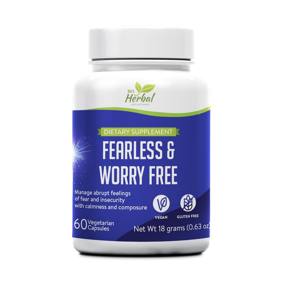 Fearless and Worry Free - Steady Nerves Support  Herbal Supplement  100% Natural and Plant-Based