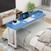 NineLife Basics Overbed Table,Over Bed Table with Wheels Adjustable Height,Rolling Bed Table,Large Bed Desk with Surrounding Baffle,Works As Bar Table, Dining Table Or Laptop Bed Table, Blue+white Frame view 1
