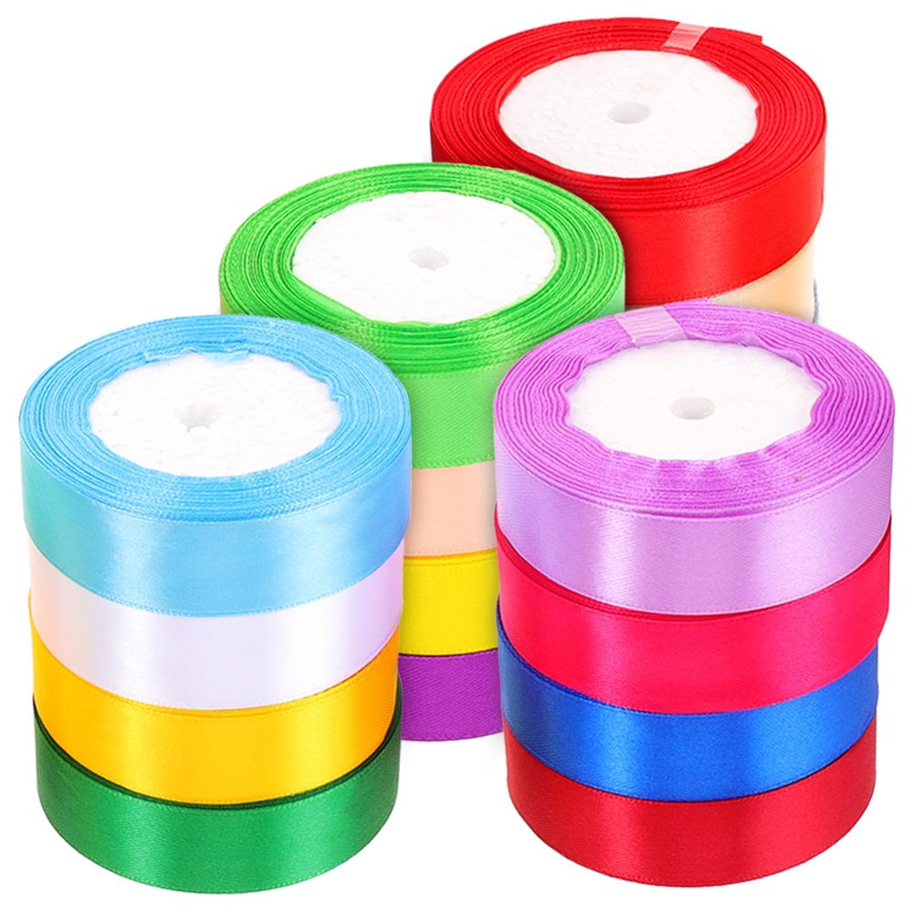 Tofficu 16rolls Polyester Ribbon for Wrapping Crafting and Decoration Multi-Purpose Bow Making and Bouquets for Weddings and Seasonal Projects