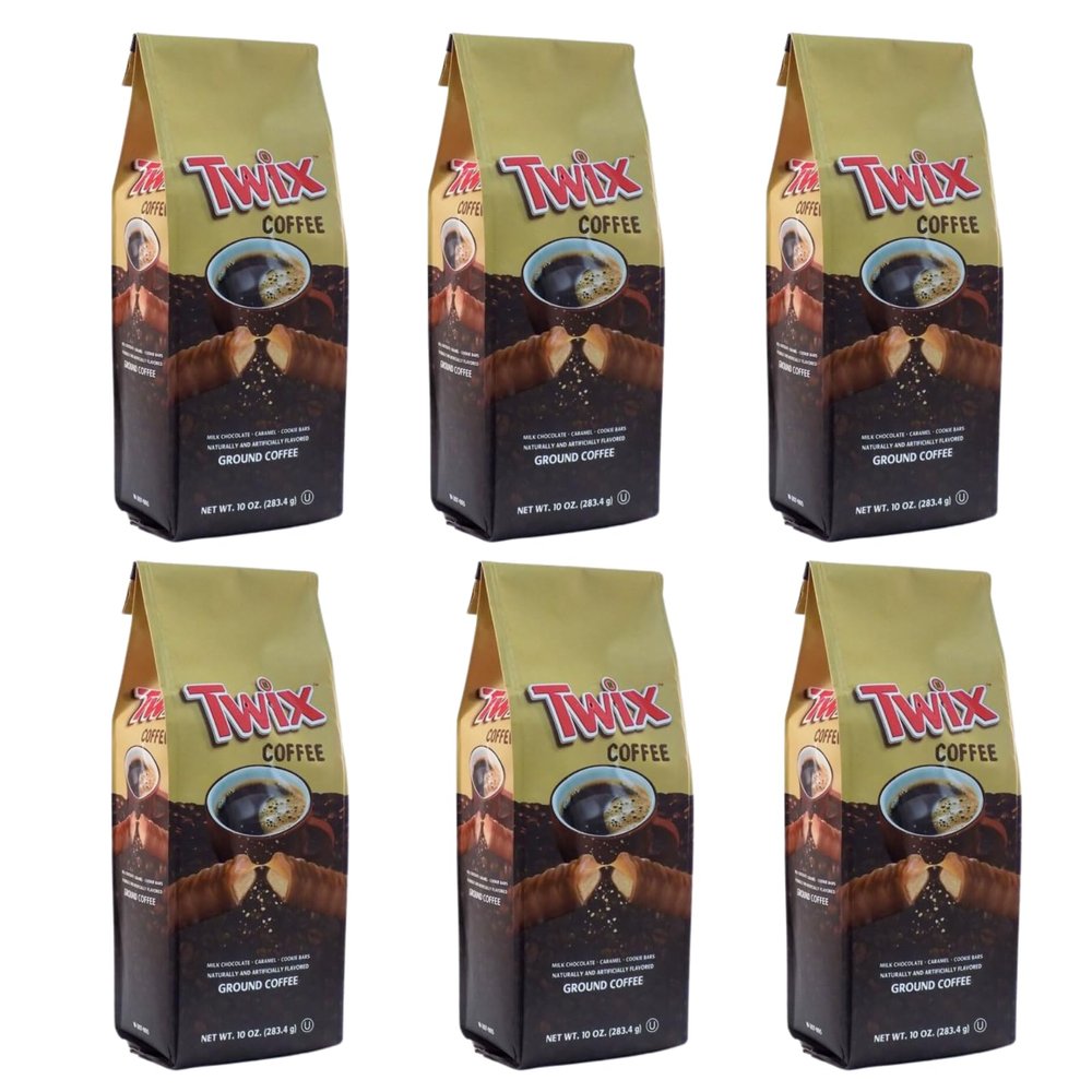 Milk Chocolate Caramel Twix Cookie Bar Flavored Coffee, Medium Roast Ground - 10 Ounce (Pack of 6)