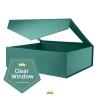 PACKQUEEN 5 Extra Large Green Gift Boxes with Windows, 16.3x14.2x5 Inches Clear Gift Boxes for Presents Contain Ribbons, Cards, Groomsmen Proposal Boxes Magnetic Lids (Glossy Green) view 3