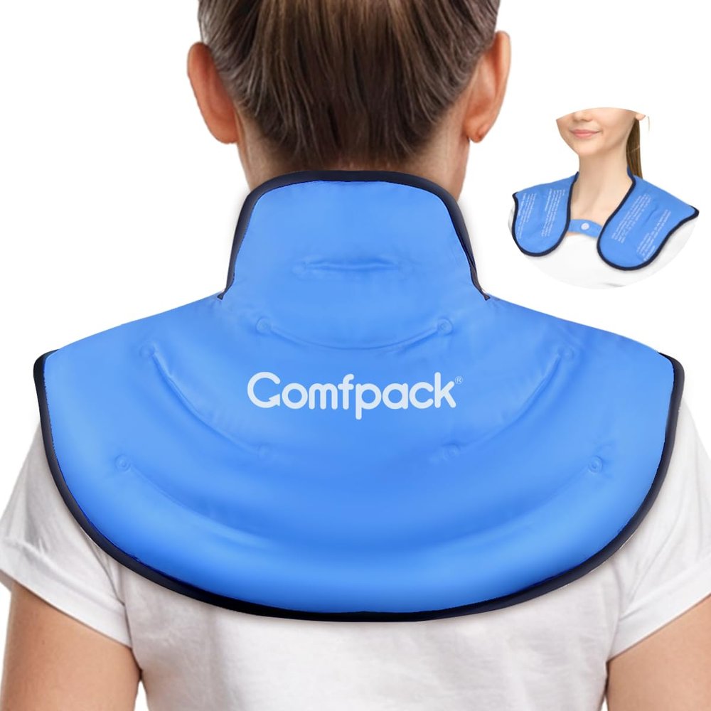 Comfpack Ice Pack for Neck and Shoulder Pain Relief, Neck Ice Pack Wrap Gel Reusable Hot Cold Compress Therapy Upper Back Large Ice Pack for Injuries, Swelling, Cervical Surgery, Sprain