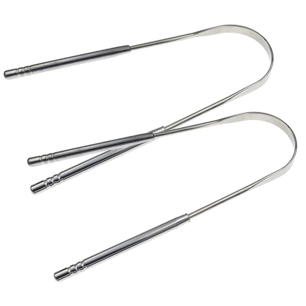 2pcs Fresher Breath Scraper Scraper for Adults Multifunctional Scraper Adults Cleaning Tools Oral Care Scrapers Oral Care Scraper, 12.8X7CM, Silver