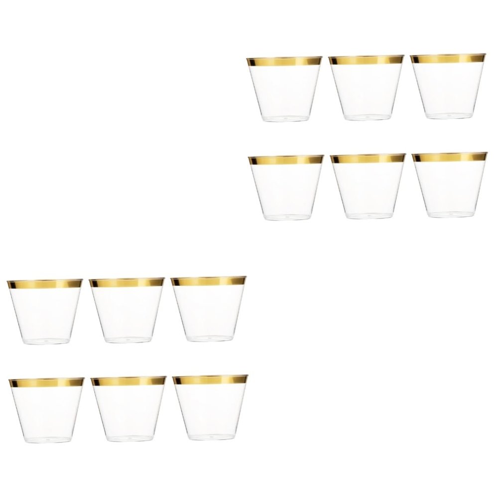 minkissy 2sets 9oz Plastic Drinking Cups Cups for Wedding Shot Glasses Shiny Rim 6pcs*2