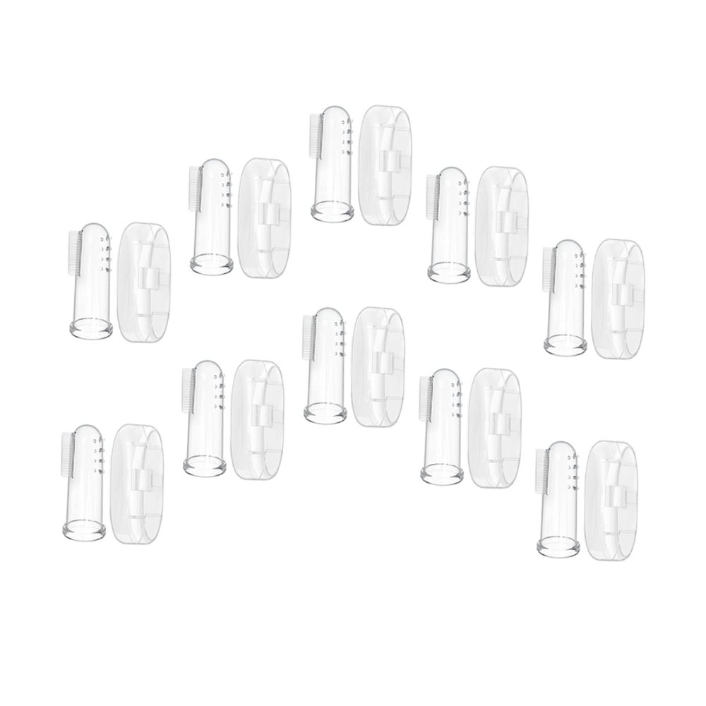 FOMIYES 10sets Silicone Finger Toothbrush Set for Boy Girl Oral Care Soft Food-Grade Silicone Dual-Sided Design for Cleaning Teeth and Gums for Teething Boy Girl Includes Storage Case