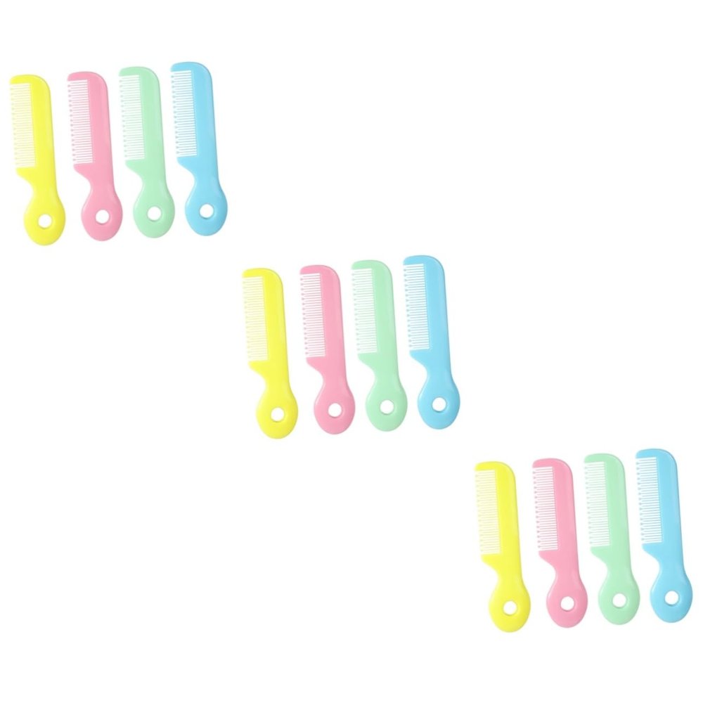 FRCOLOR 12pcs Boy Girl Hair Comb Safety Brush for Newborns Massage Function Material Round Design