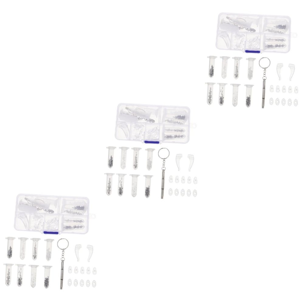 Beavorty 3sets Glasses Repair Kit Nose Pad Ear Grip Sunglasses Maintenance Tools Professional Eyeglass Screwdriver