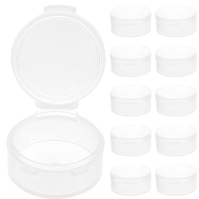 10pcs Transparent Round with Lid PP Small Storage Containers for Earplugs Jewelry Beads Travel Medicine Pill Case 1.57 * 1.57 * 0.78in