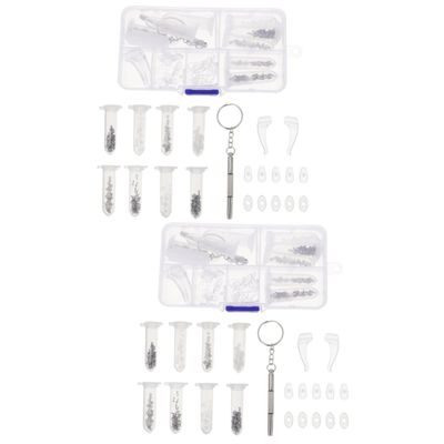 Beavorty 2sets Eyeglass Repair Tools Kit Full for Glasses Sunglasses Maintenance Kit Nose Bridge Pads