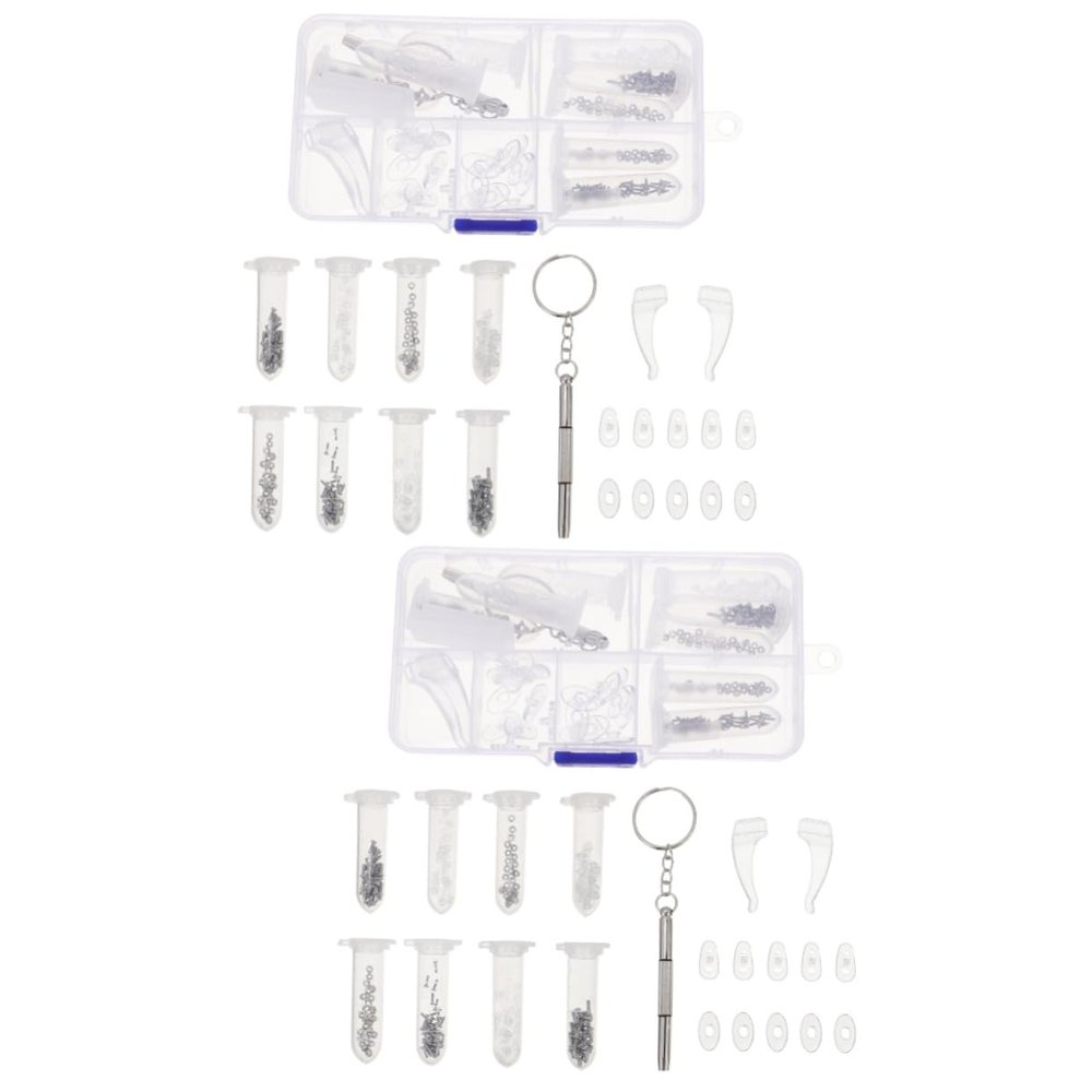 Beavorty 2sets Eyeglass Repair Tools Kit Full for Glasses Sunglasses Maintenance Kit Nose Bridge Pads