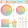 175PCS Pastel Birthday Decorations,Birthday Plates and Napkins Party Supplies,Disposable Rainbow Birthday Plates,Pastel Paper Plates for Girl Women Birthday Party Decorations,Serves 25 Guests view 2