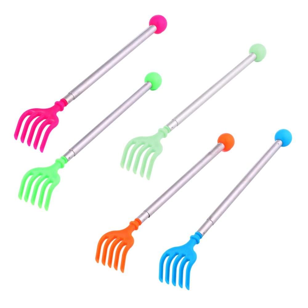 5pcs Retractable Back Scratcher Massage Function for Itch Relief Lightweight and Portable Itch-Relief Tool for Ages Suitable for Home Travel Random Color