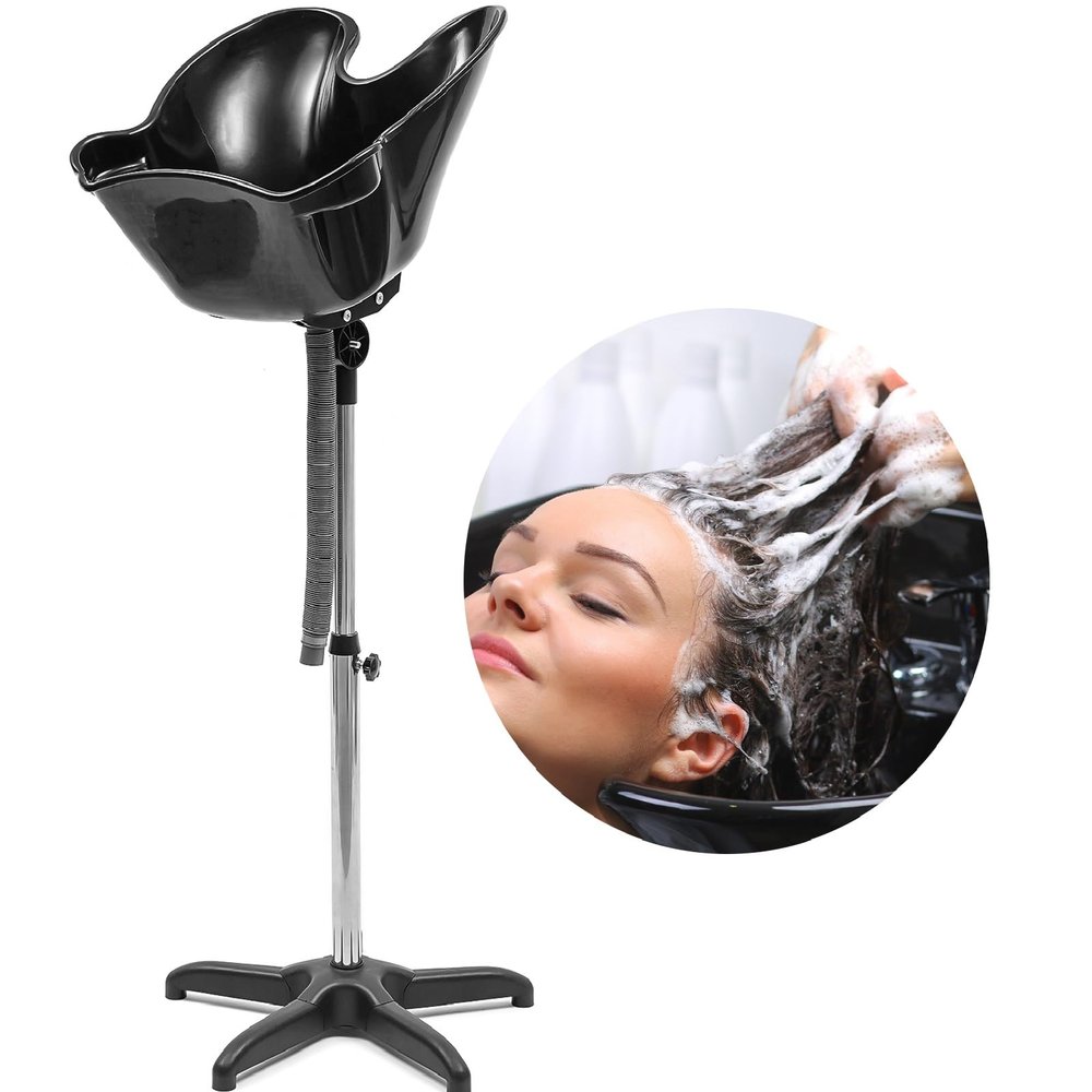 Portable Shampoo Bowl, Ergonomic and Deep Portable Wash Bowl for Hairstylist and Home Services, Lightweight Hair Washing Basin, Adjustable Height