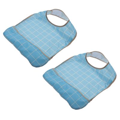 FOMIYES 2pcs Adult Bibs for Elderly Feeding Apron Portable and Breathable Practical Clothing Protector for Mealtime Checkered
