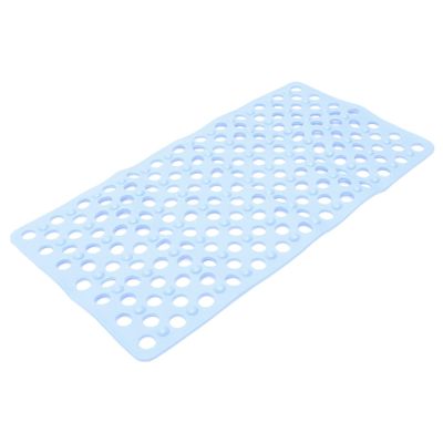 PRETYZOOM Hollow Drainage Non-Slip Shower Mat Thick Bath Mat with Suction Cups Textured Surface for Bathroom Safety for Home Use Light Blue