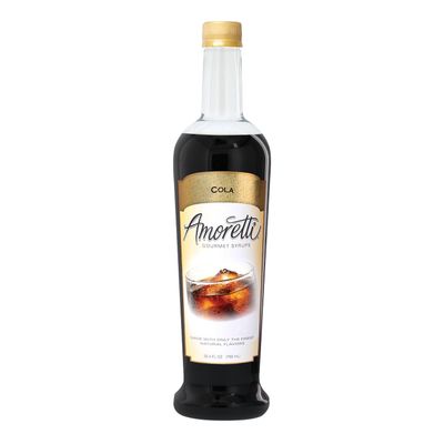 Amoretti - Cola Gourmet Syrup 750 ml, Flavor Coffees, Teas, Cocktails, & other Beverages, and Drizzle on Desserts, Gluten Free, GMO/GEO Free, Preservative Free, 94 Servings Per Bottle